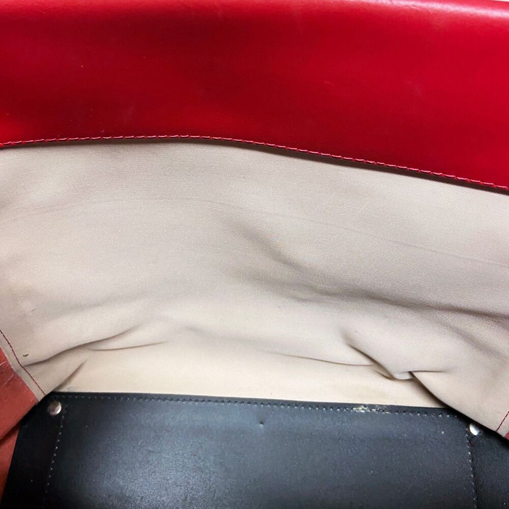 Lamarthe Red Leather Tote Bag Open Top 12"W x 10.5"H x 4.5"D Minimalist Italy - Picture 13 of 16